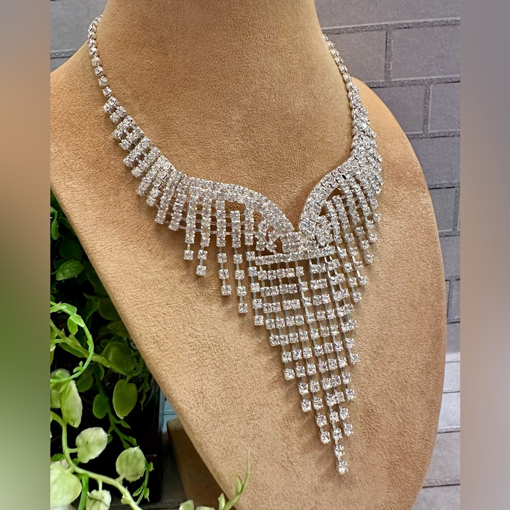 Rhinestone Statement Necklace Set - image 3